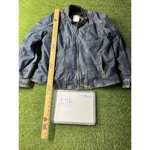 Womens Tourmaster Racing Denim Jacket with Zip Front and Pockets 16
